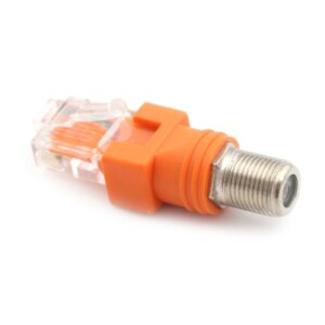 1Pcs F-Type Connector RF Female To RJ45 Male Coaxial Barrel Coupler Adapter Coax Adapter, RJ45 To RF Connector