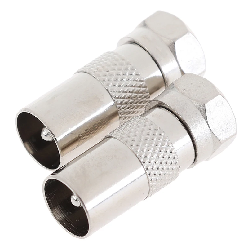 2Pcs F Type Male Plug Connector Socket To RF Coax TV Aerial Male Adapter