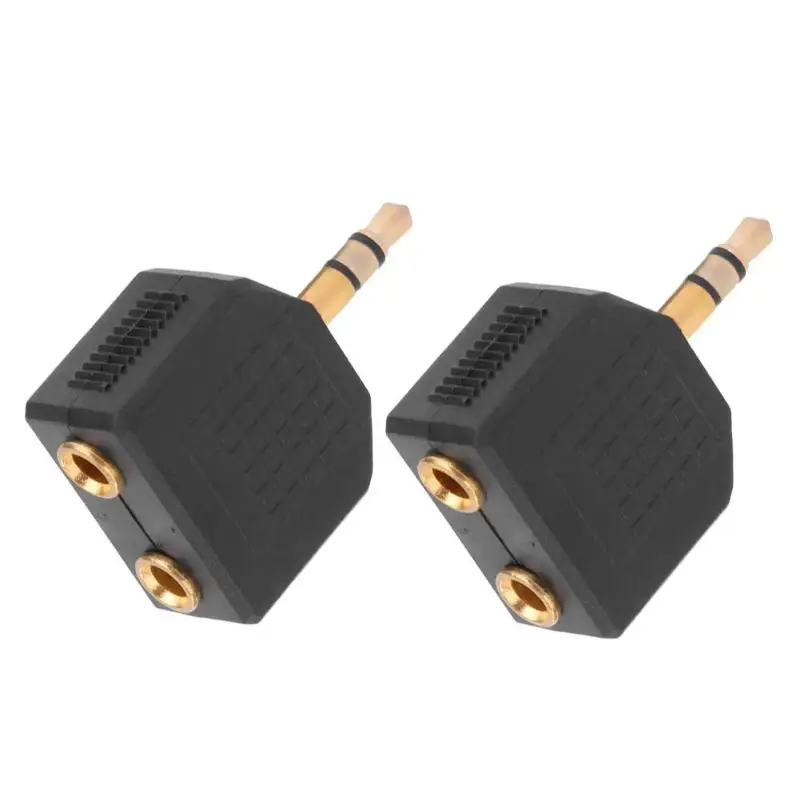 2pcs Gold Plated 3.5mm Male to Dual 3.5mm Female Y Splitter Audio Adapter