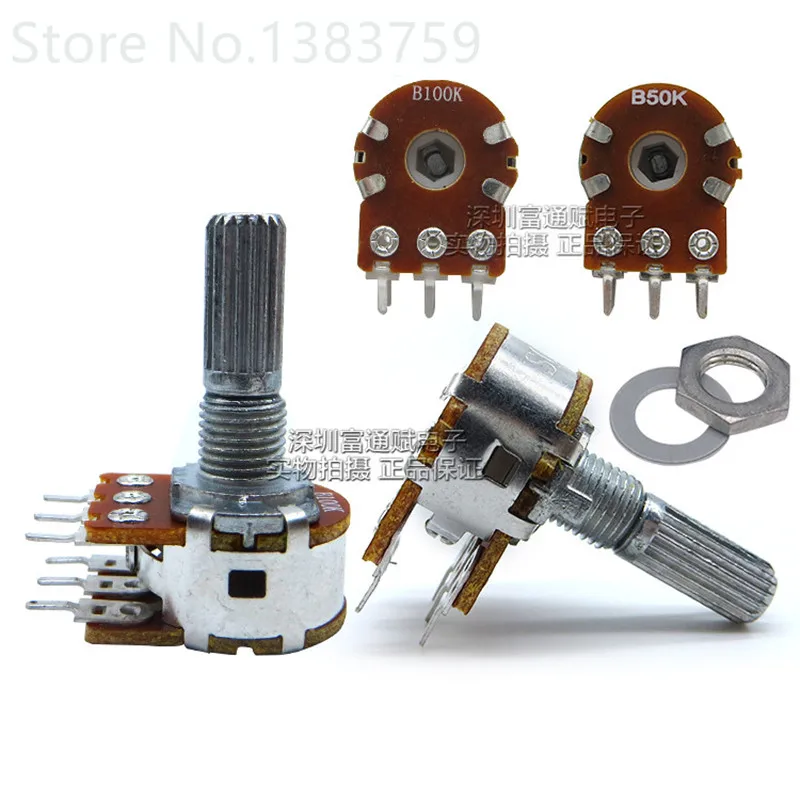 2pcs WH148 type 16 double B50K B100K volume potentiometer shaft length 20MM
