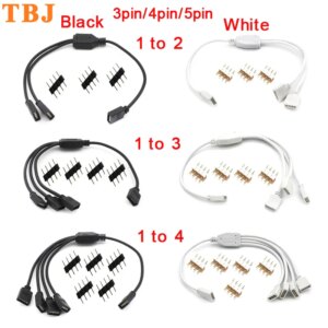 3 Pin 4 Pin 5 Pin RGB Led Connector Cable 1 to 2/ 1 to 3/ 1 to 4 RGB RGBW 4Pin 5Pin Splitter Cable for 3528 5050 LED Strip light