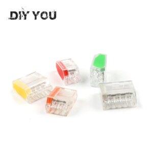 30/50/100Pcs DIY YOU PCT-252/253/254/255 Fast Push-in Terminal Block Compact Wire Connector 2/3/4/5Pin Conductor AWG