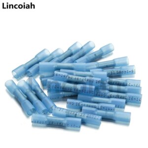 50Pcs Heat Shrink Butt Wire Terminals Waterproof Insulated Automobile Cable Connectors for Automotive Marine Boat Truck Trailer