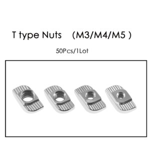 50pcs/lot TWO TREES 3D Printer Parts M3/M4/M5 Carbon Steel T type Nuts Fastener Aluminum Connector For 2020 Industrial Profile