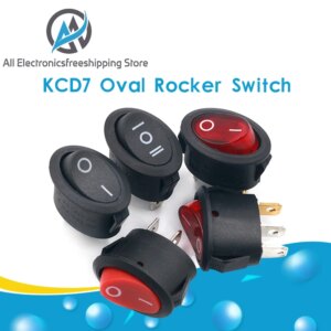 5Pcs 26x14mm KCD7 Oval Push Button Rocker Switch 6A 250V 10A 125V AC Toggle IO On-Off Car Boat Power Switch 2Pin 3Pin LED Light