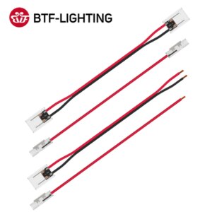 5pcs 8mm 10mm 2pin Single Dual End Transparent Solderless Cover Connector 15cm Wire for FCOB 5050 3528 3014 5630 5730 LED Strip