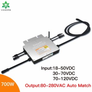 700W IP65 PV Solar Grid Tie Micro Inverter Smart Microinverter Inversor Input 24V 36V DC Output 110V 220V AC for On Grid System