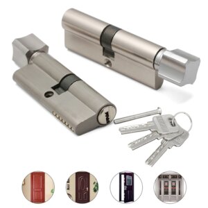 70mm 3 Keys Door Cylinder Lock Biased Anti-Theft Entrance Brass Door Lock Home Security Interior Bedroom Living Handle Brass