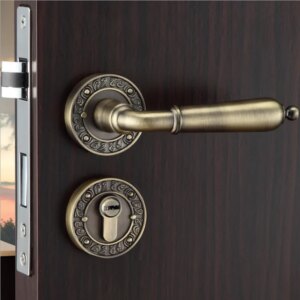 ANTIQUE COPPER SIMPLE STYE ZINC-ALLOY ROSSETTE DOOR LOCK WITH LOCKBODY AND CYLINDER