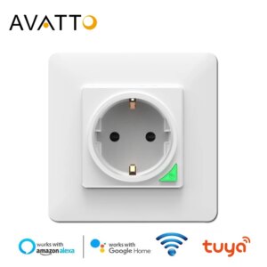 AVATTO Smart Wall Socket，Tuya Smart life APP Voice Remote Control EU 16A Wifi Power Plug Works With Google Home Alexa IFTTT