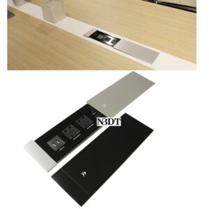 Aluminum Sliding Cover Conceal Wire USB HDMI Socket Grommet Management Organizer Recessed Office Desk Table Silver Black Adaptor