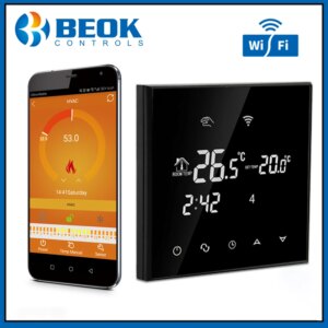 Beok 220V WiFi Thermostat Warm Floor for Electric Floor Heating Smart Home Digital Thermostat Voice Comtrol by Google Alexa