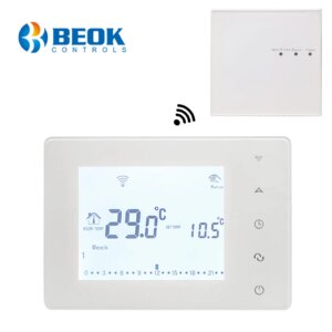 Beok Wireless Thermostat Touch Screen Programmable Temperature Controller for Room Heating with Gas Boiler and Actuator