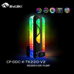 Bykski Acrylic ARGB Water Tank Combo DDC Pump,Cabinet Watercooling Reservoir Temperature Display Screen G1/4", CP-DDC-X-TK220-V2