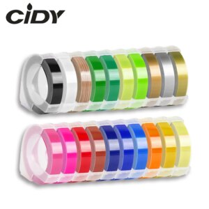 CIDY 1pcs 9MM 6MM 12MM Dymo 3D Plastic Embossing Tape for Embossing Label Maker PVC LABEL DYMO 1610 12965 1880 1540 Motex E101