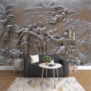 Custom Any Size European 3D Embossed Angel War Photo Mural Wallpaper Living Room TV Background Wall Decoration 3D Wall Cloth