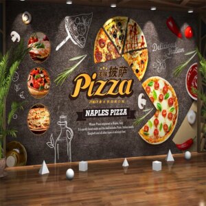 Custom Mural Creative Food Cartoon Pizza Fast Food Photo Wallpaper 3D Wall Painting Living Room Background Wall Decor Wall Cloth