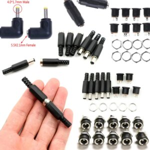 DC Power Connectors Pin 2.1x5.5mm Female Plug Jack + Male Plug Jack Socket Adapter PCB Mount DIY Adapter Connectors 2.1X5.5mm