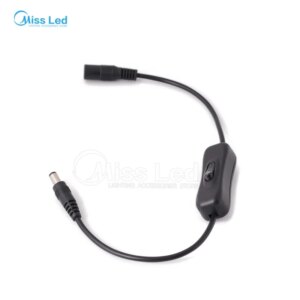 DC switch for single color strip, max 12V/3A load,5.5mm/2.1mm,10cm long cable wire in black color