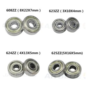 Free Shipping 10PCS Ball Bearing 608zz 623zz 624zz 625zz 635zz 626zz 688zz 3D Printers Parts Deep Groove Flanged Pulley Wheel