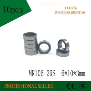 Free Shipping 10PCS MR106-2RS 6*10*3 mm CGR15 steel Miniature Ball Bearings MR106RS L1060