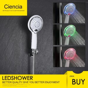 Free shipping ABS Plastic Led handheld Shower Head with Temperature Digital Display, 3 Colors Change Water Powered