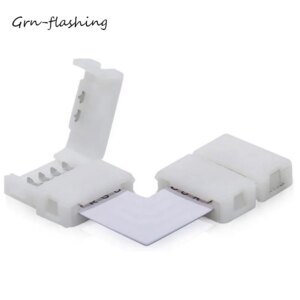 GRN-FLASHING 10mm 4 Pin L shape led rgb connector For connecting corner right angle 10mm 5050 2835/3528 RGB LED Strip Light