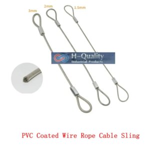 HQ 1.5-3MM PVC Coated Stainless Steel Wire Rope Sling Cable Lifting Sling Assemblies with Strong Fastened Eye Loops Custom Made