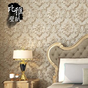 High-grade paper luxury 3D European non-woven TV wallpaper on the ground floor of living room and bedroom in Malaysia