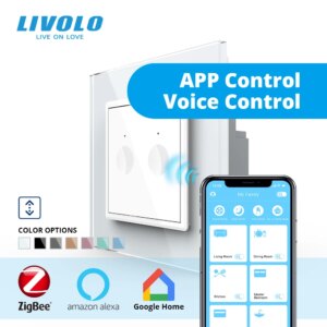 LIVOLO smart wifi zigbee wall touch curtain switch,motorized Roller Blinds Shutter Switch,app,google home,aleax wireless control