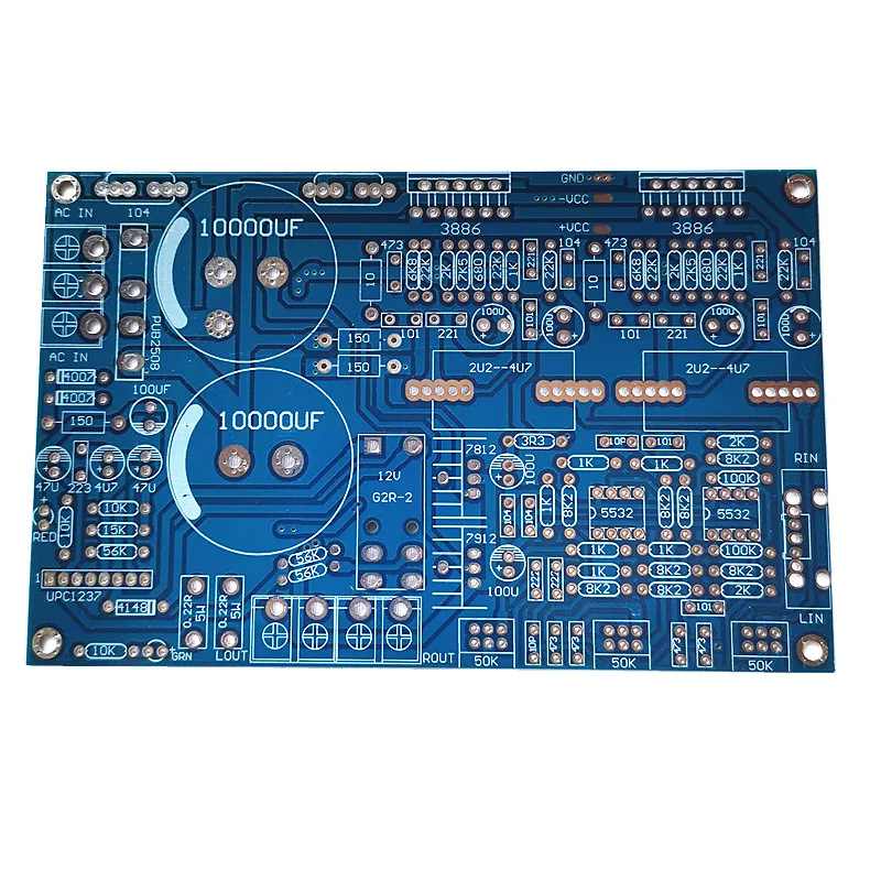 LM3886 power amplifier PCB with preamp Horn protection