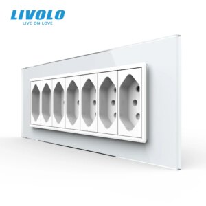 Livolo C9 USAU Standard 157.5mm Luxurious 7gang Socket With Pearl Crystal Glass ,Brazil socket,SATV,TV,COM,Tel,USB plugs
