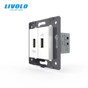 Livolo EU Standard DIY Parts Plastic Materials Function Key,White Color, 2 Gang For USB Socket,VL-C7-2USB-11 (4 Colors)
