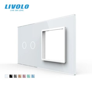 Livolo Luxury White Pearl Crystal Glass, 151mm*80mm, EU standard, 2Gang &1 Frame Glass Panel, VL-C7-C2/SR-11 (4 Colors)