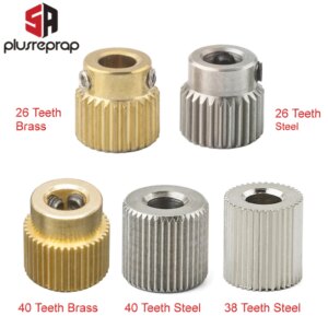 Mk7 MK8 Extrusion Gear 26/38/40 Tooth Teeth Brass or Stainless Steel Drive Gear Feeding Gear Wheel for 3D Printer Extruder