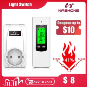 Nashone Thermostat Digital Temperatur Control Wireless Thermostat 220V LCD Display Temperature Controller socket with thermostat