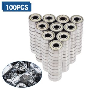 New 100 PCS 608 ZZ Ball Bearings Miniature Carbon Steel Single Row Double Shielded Roller Scooter Skateboard Bearings Kits