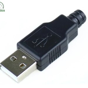 New 10pcs Type A Male USB 4 Pin Plug Socket Connector With Black Plastic Cover