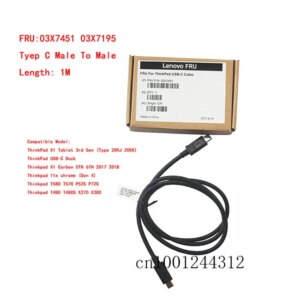 New USB-C Cable Male to Male 1M 03X7451 for Lenovo Thinkpad T480 T480S X270 X280 Type C Cable