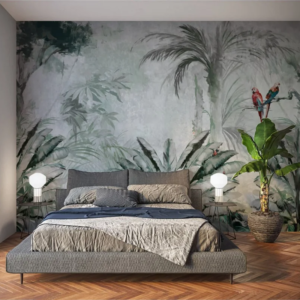 Nordic hand-painted tropical plant leaves modern minimalist TV background wall custom wallpaper 8D waterproof wall covering