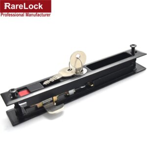 Rarelock Sliding Door Lock Black Color 2 Brass Key Bedroom Living Room Bathroom Funiture Latch Lock MMS226 dd