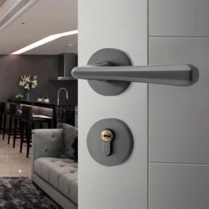 Starlight Grey Light Solid Wood Interior Door Lock Luxury European American Modern Bedroom Split Handle Knob