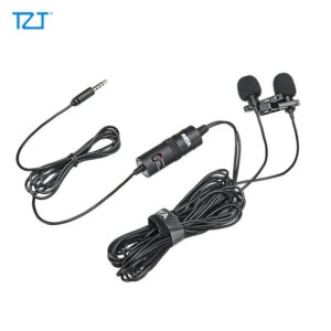 TZT BOYA BY-M1DM Dual Lavalier Microphone Omni-directional Mini Clip-on Lapel Microphon For Smartphone