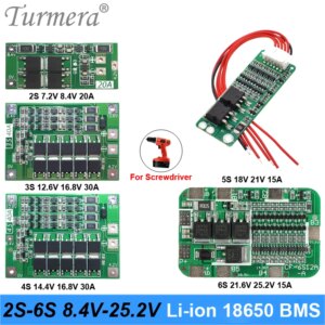 Turmera 2S 3S 4S 5S 6S Li-ion Lithium Battery 18650 Charger PCB BMS Protection Board For screwdriver battery Lipo Cell Module ma