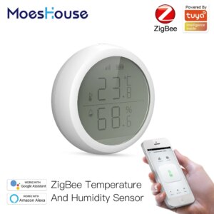 Tuya Smart ZigBee Smart Temperature And Humidity Sensor With LCD Display Battery Powered With Smart Life App Alexa Google Home