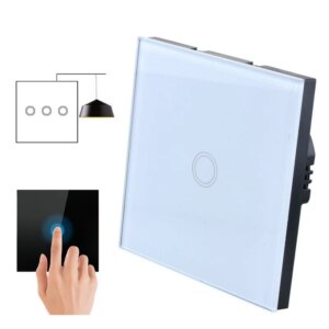 Wall Touch Light Switch Sensor Light Switches EU Stanard Glass Panel Power 1/2/3 Gang 1 Way AC 220V Sensor Touch Switch