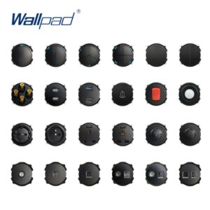Wallpad Black Wall Light Switch LED Indicator Wall Power Socket Electrical Outlet Function Key Only DIY Free Combination