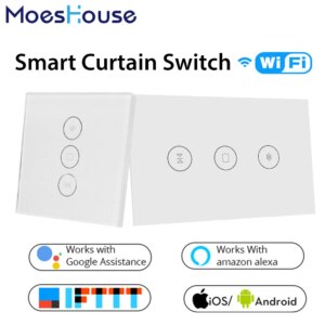 WiFi Smart Curtain Switch Smart Life Tuya APP Electric Motorized Curtain Blind Roller Shutter Works with Alexa and Google Home