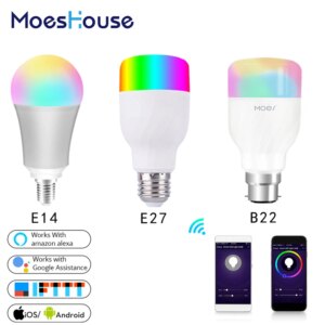 WiFi Smart Light Bulb Intelligent Colorful LED Lamp 7W RGBW APP Remote Control Work with Alexa Google for Smart Home E27 E14 B22