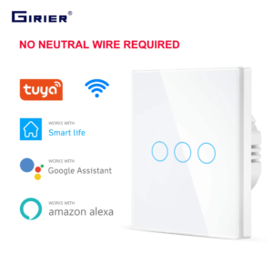 Wifi Wall Touch Switch EU No Neutral Wire Required Smart Light Switch 1 2 3 Gang 220V Tuya Smart Home Support Alexa Google Home